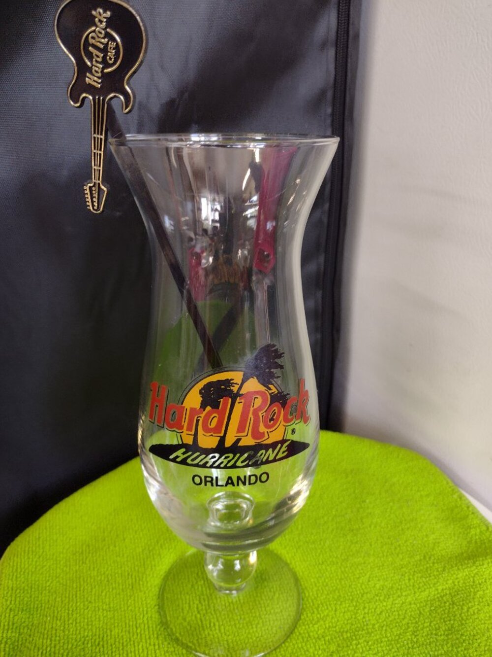 Hard Rock Cafe Orlando Large Hurricane Glass and Guitar Stir